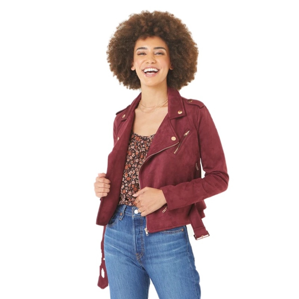 26 International 1 Sunset Lane Burgundy L Soft Moto Jacket